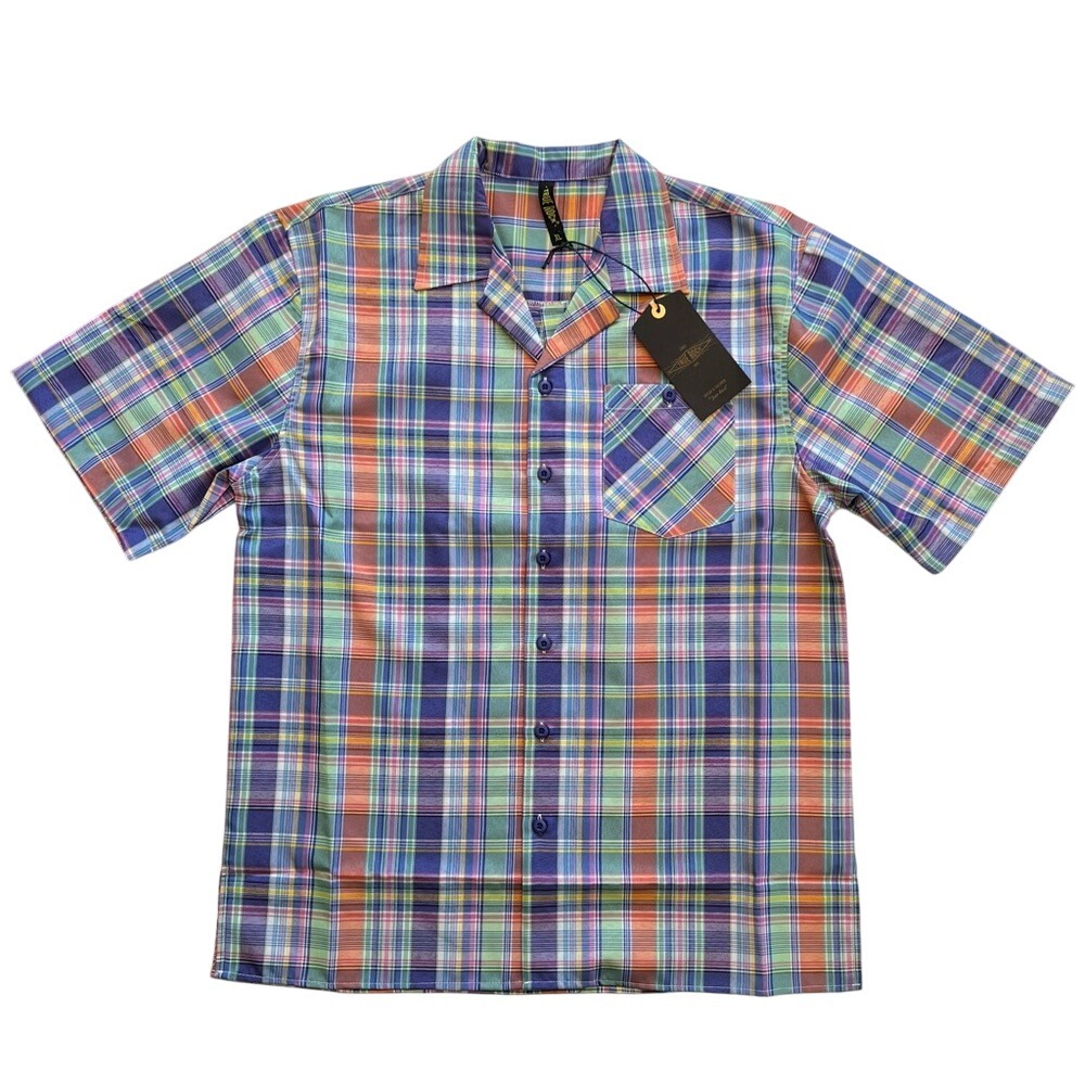 True Rock Retro Blue Multi Plaid Casual Button Down Shirt NWT Size XL
